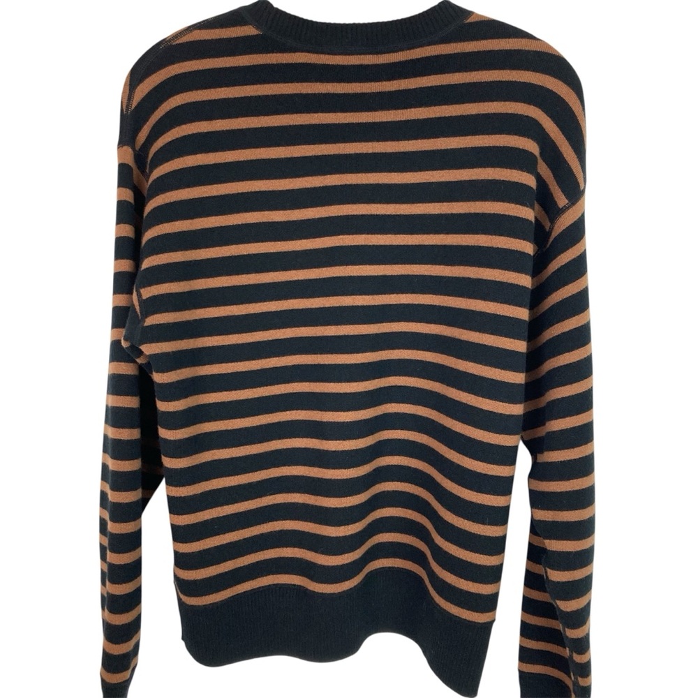 Everlane Black and Brown Striped Crewneck Sweater Medium - Picture 4 of 11